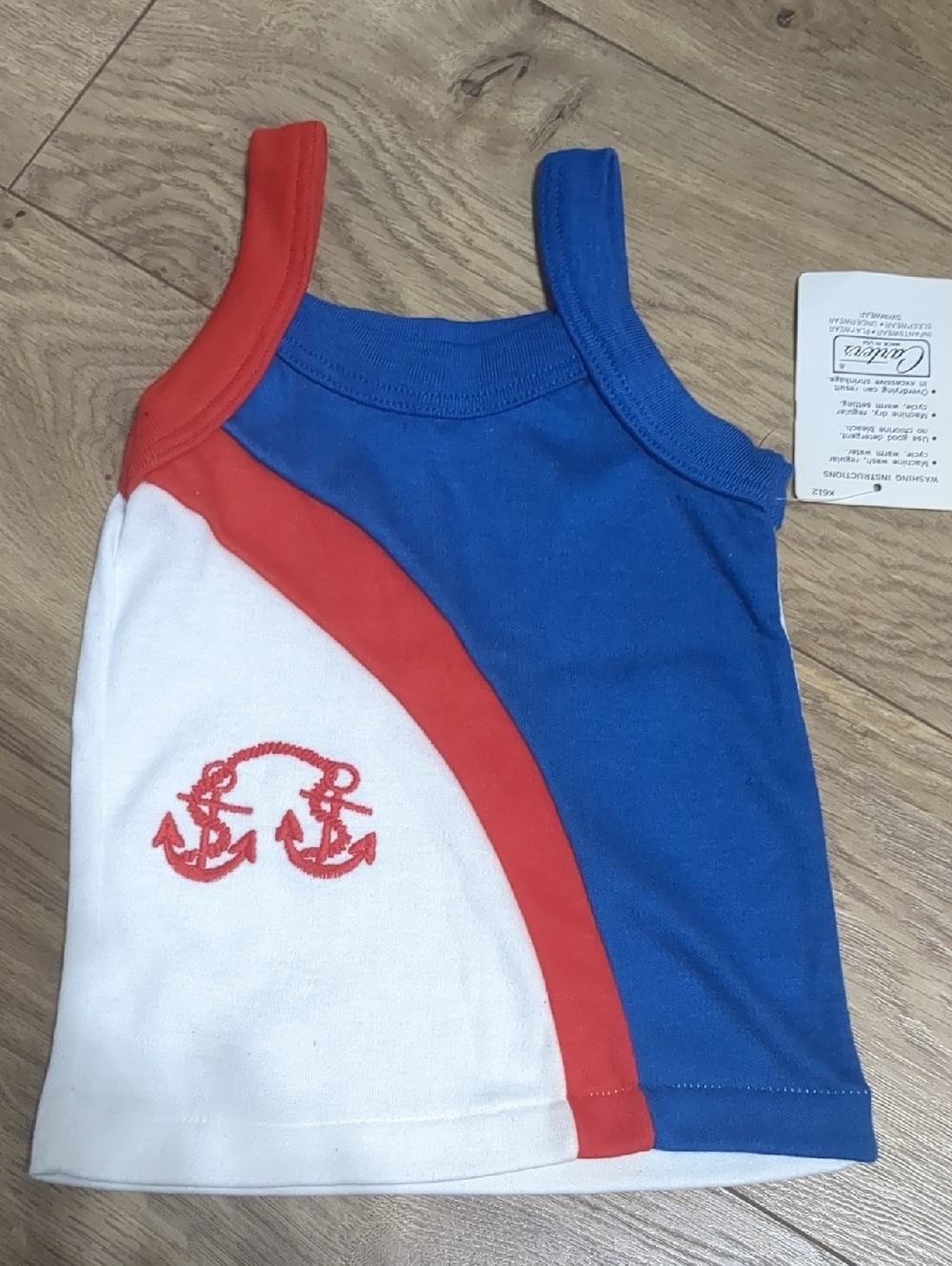 Vtg Carter's USA Nautical Tank 2T Red White Blue Anchors Embroidery 80s
